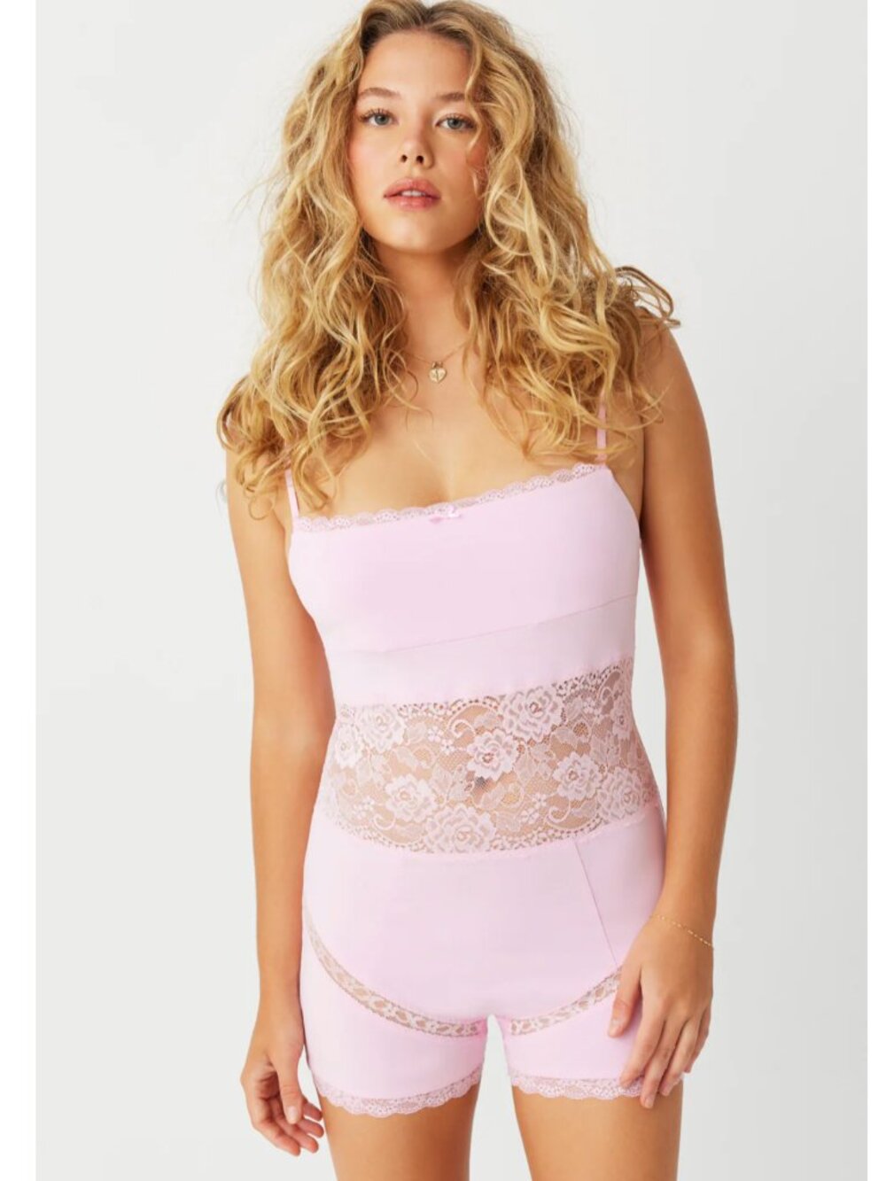 Frankies Bikinis - Whisper Lace Bodysuit - French Rose - XL - New with Tags